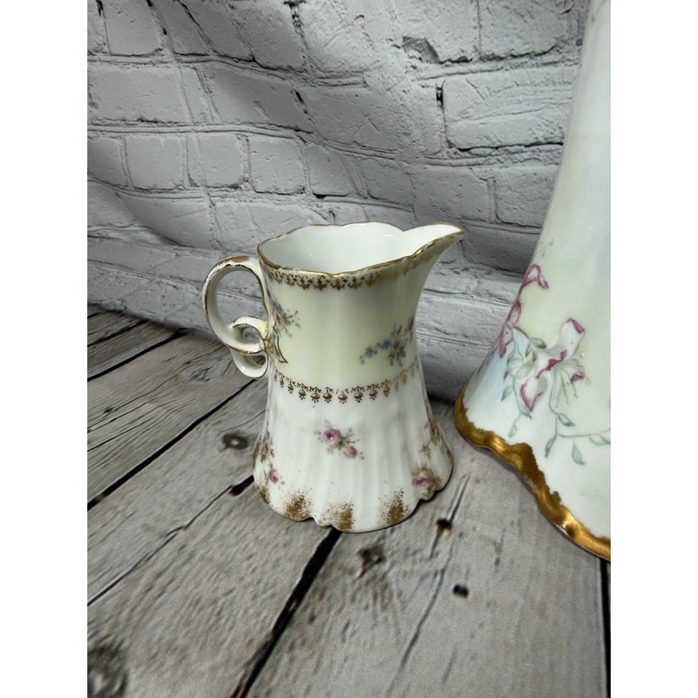 Antique CFH GDM Charles Field Haviland Limoges‎ France Chocolate Pot Set Floral - Picture 3 of 14